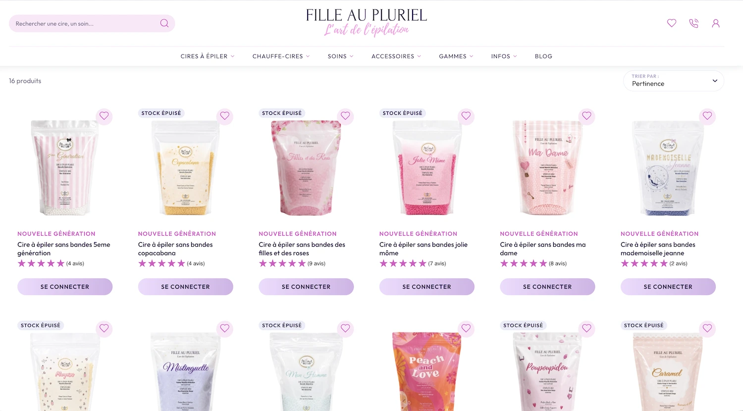 Listing produits connexion